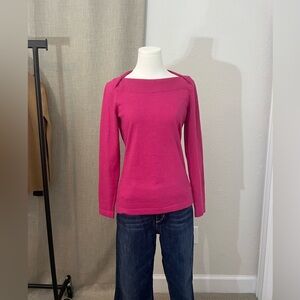 Women’s Preppy Banana Republic Envelope Neck Merino Wool Pink Sweater Small